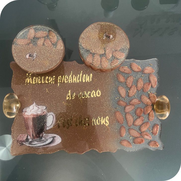 Plateau Personnalisé Thème Cacao & Sous-Verres